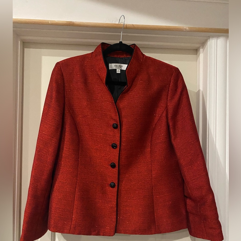 Jones New York Red Blazer Structured Tailored Design